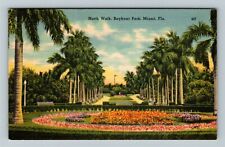 Miami, FL-Florida, Bayfront Park Scenic Walkway, Flowers, Vintage Postcard picture
