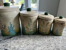 Vintage Metal Floral Flowers Canister Set With Lids picture