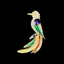 Fashion Jewelry Bird Brooch Multicolor Rhinestone Enamel Lapel Gold Tone 2