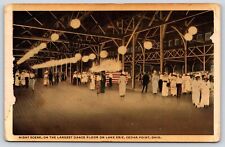 Ohio Cedar Point Night Scene Largest Dance Floor Lake Erie Vintage Postcard picture