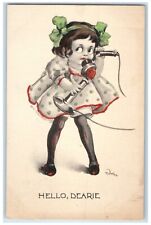 c1910's Hello Dearie Girl Telephone St. Paul Minnesota MN Wall Singed Postcard picture