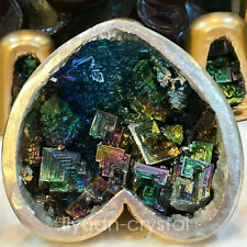 300g Rainbow Bismuth Ore Heart Quartz Crystal Mineral Specimen Reiki Healing 1pc picture