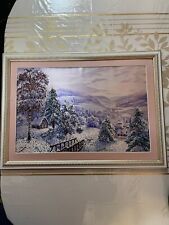 Handmade Beaded embroidery Picture 16x22”Landscape Winter Christmas Art Decor picture