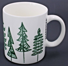 Starbucks Coffee Mug Cup Christmas Holiday 2015 12 oz White with Green Trees picture