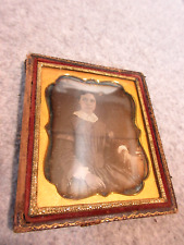 1840's DAGUERREOTYPE PHOTO  1/6 Plate  PRETTY GIRL Well Dressed  HALO all around picture