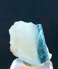 Natural Indicolite Blue Tourmaline Crystal On Quartz From  Afghanistan - 16 Gram picture