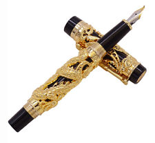 Jinhao Vintage Dragon Phoenix Calligraphy Pen Fountain Pen Golden-Black Gift picture