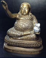 Lp Hong Blessed Fortune Money Lucky Buddha 5” Statue Calling Customer Collection picture