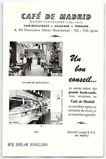 1950s CAFE DE MADRID MAISON CENTENAIRE RESTAURANT ADVERTISING FLYER Z5719 picture