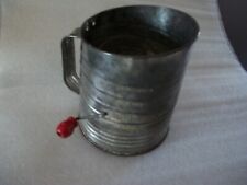 Vintage Bromwell's 5 Cup Measuring Sifter with Red Wooden Knob Crank and Handle picture