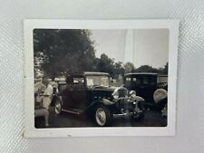 Classic Car Show Dealership Vintage B&W Photograph Snapshot 2.5 x 3.25 picture