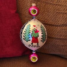 Vintage Christopher Radko Blue Lucy Ball Drop Christmas Ornament Santa  picture