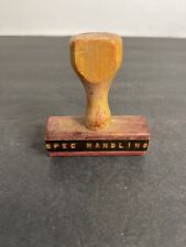 Vintage Post Office Rubber Stamp Wood Handle ‘Special Handling’ 2.5” Wide picture