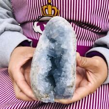 3.3 LB Natural Beautiful Blue Celestite Crystal Geode Cave Mineral Specimen681 picture