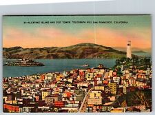 CALIFORNIA SAN FRANCISCO CA ALCATRAZ COIT 1940S LINEN UNPOSTED picture