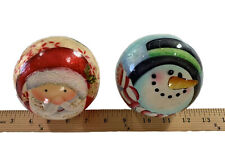 PIER 1 Christmas Santa & Snowman Capiz Sphere Ball Mantel Decor 4