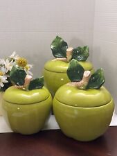 Set of 3 KMC Green Apple Canisters. Great shape. Made in China 1) 10