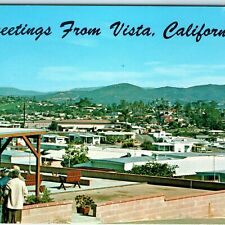 c1950s Vista, CA Downtown Birds Eye Tourists Trailer Park Camper Cali PC A232 picture