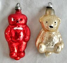 LOT 626-T 2 VINTAGE SMALL TEDDY BEAR CHRISTMAS ORNAMENTS  picture