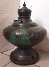 antique c1898 Edward Miller Juno bronze enamel fish Kerosene Oil lamp picture