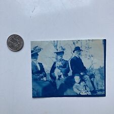 Vintage Antique Cyanotype Family With Dog  Outdoor rural Life Americana America picture