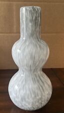 GLOBAL VIEWS STUNNING DOUBLE LAYER 12” Tall Art Glass BUBBLE VASE-Gray/White picture