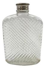Vintage Liquor Clear Glass Hip Flask by Universal Feb 8th 1927 Metal Lid picture