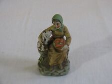 Vtg Dresden? Old Woman Sitting w/Dog Figurine, Blue Crown Over N Mark rr picture