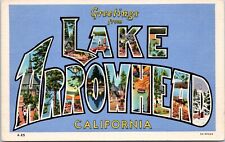 Large Letter Greetings from Lake Arrowhead, California- 1935 Linen Postcard picture