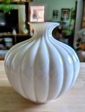 Lenox Sweet Briar Small Round Bud Vase Gold Trim Ribbed Excellent Condition picture
