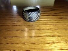 Antique Hand Carved Wooden Ring with Pop Engraving 100+ Years Old picture