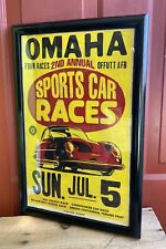 Framed 1950s/60s OMAHA Offutt AFB Sports Car Races Poster Sign Porsche picture