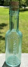 Vintage 1890's Lea & Perrins Worcestershire Embossed Green/Aqua Glass Bottle picture
