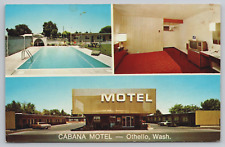 Cabana Motel Othello WA Multi View Room Pool Exterior Classic Cars Postcard C6 picture