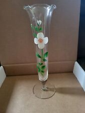 Antique Glass Vase With Hand Painted Flower picture