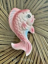 RARE Vintage Norcrest Lefton Pink Iridescent Fish Wall Hanging Anthropomorphic picture