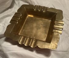 Vintage Large BRASS Cigar Ashtray Very Heavy 8 1/4” W & L  1 1/2” D picture