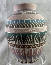 E. Whitegoat Navajo Etched Pottery Vase Signed Southwest Native American 6.5”H picture