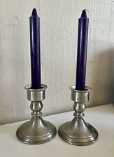 Vintage WEB Pewter Weighted Candlesticks Pair 4.75” Tall Made In Philadelphia picture