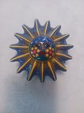 Vintage Hand Painted Clay Sun Trinket Box. picture
