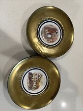 BRASS FRAME REGENCY BONE CHINA PLATE 7.5'' MADE IN ENGLAND SET OF 2 picture