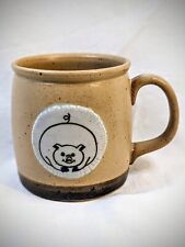 Vintage Stoneware Pig Mug Pottery Coffee Cup Smiling Hog Unique Graduating Brown picture