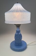 Vintage Blue Painted Glass Circus Clown Small Accent Lamp-Working picture