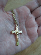 St Benedict Medal Crucifix necklace 14k Gold plated Italy 18
