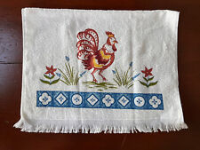 Vintage Rooster Cotton Hand Towel by Cannon Terry Cloth Fringed 70s picture