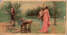 1880s-90s The Peacemaker Two Woman and a Man Victorian Dress Trade Card picture