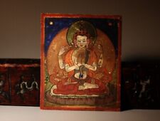 Tibet  1700s Old Buddhist Tsaklis Thangka Four-armed Avalokitesvara Bodhisattva picture