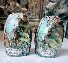 Vintage Beautiful Genuine Paua Shell Abalone New Zealand Salt & Pepper Shakers picture