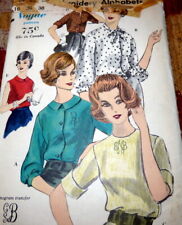 LOVELY VTG 1960s MONOGRAM BLOUSE VOGUE Sewing Pattern 16/36 picture