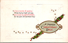 Vintage 1914 A Joyous Christmas Day Poem Postcard From Monmouth Illinois  picture